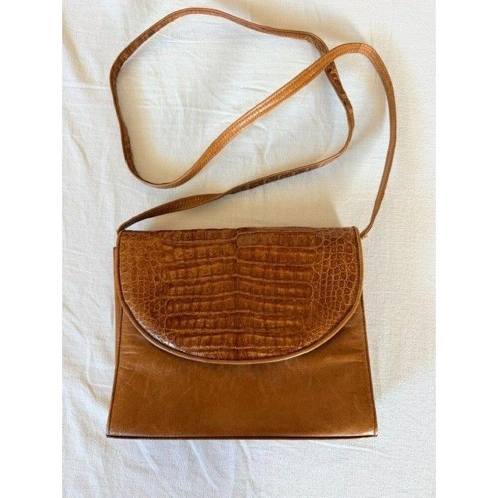 Vintage Neiman Marcus Croc Embossed Leather Crossbody Bag Clutch Made In Italy
